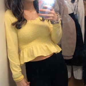 yellow, UO scrunched long sleeve